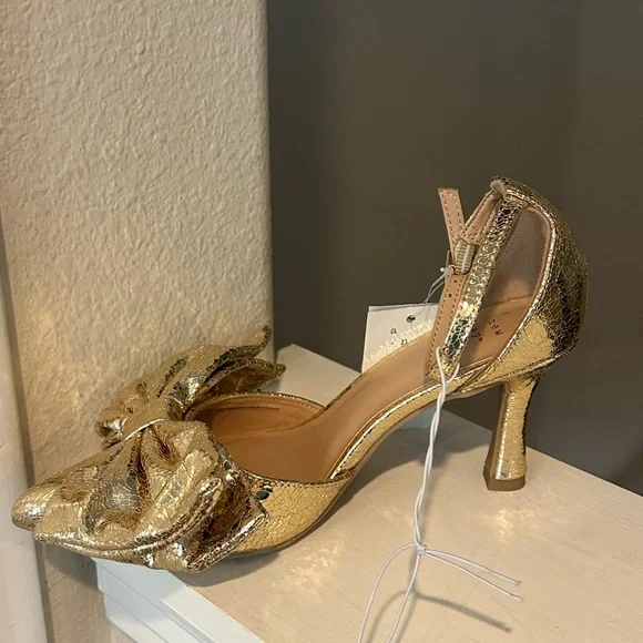 A New Day Womens Grace Gold Bow Heels 90972787 Size 6 - Picture 3 of 9